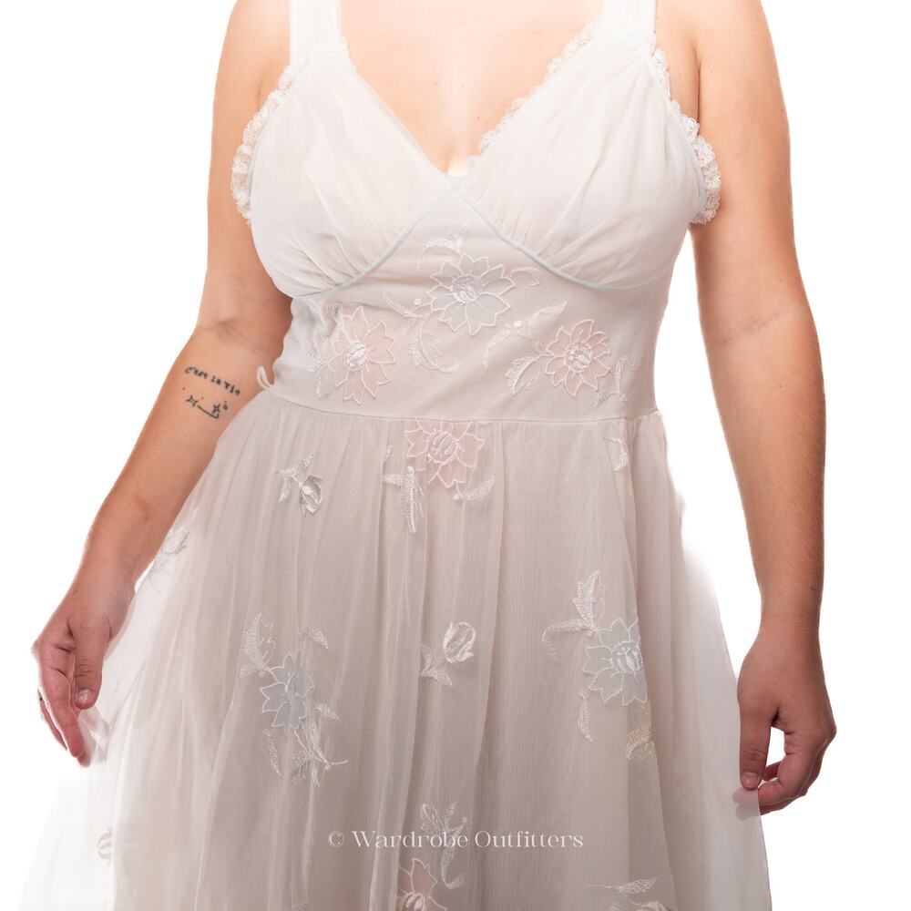 Vintage 50's Sheer White Nylon Gown Dress - Picture 3 of 13